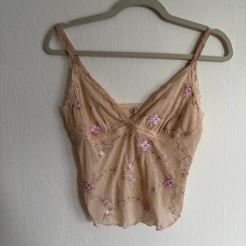 Free people small skin toned cami with pink flowers
